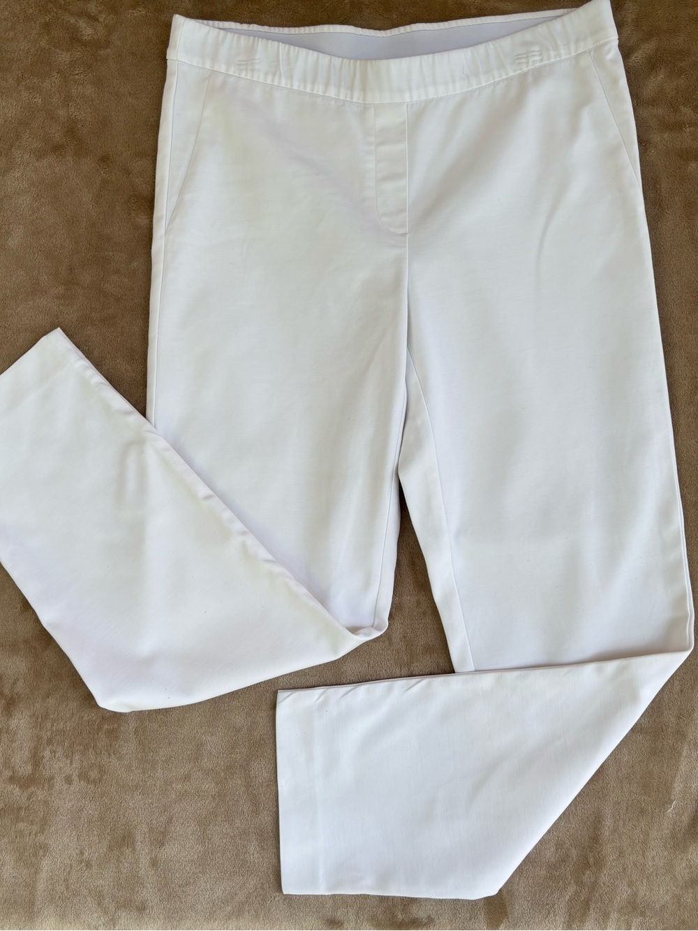J. Jill White Pull-On Flat Front Stretch Ankle Pants, size 8